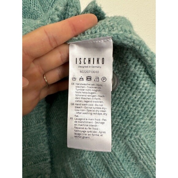 ISCHIKO Wool Alpaca Knit Cardigan V-Neck Blue Green Romania Women's Small (1) - Picture 7 of 12